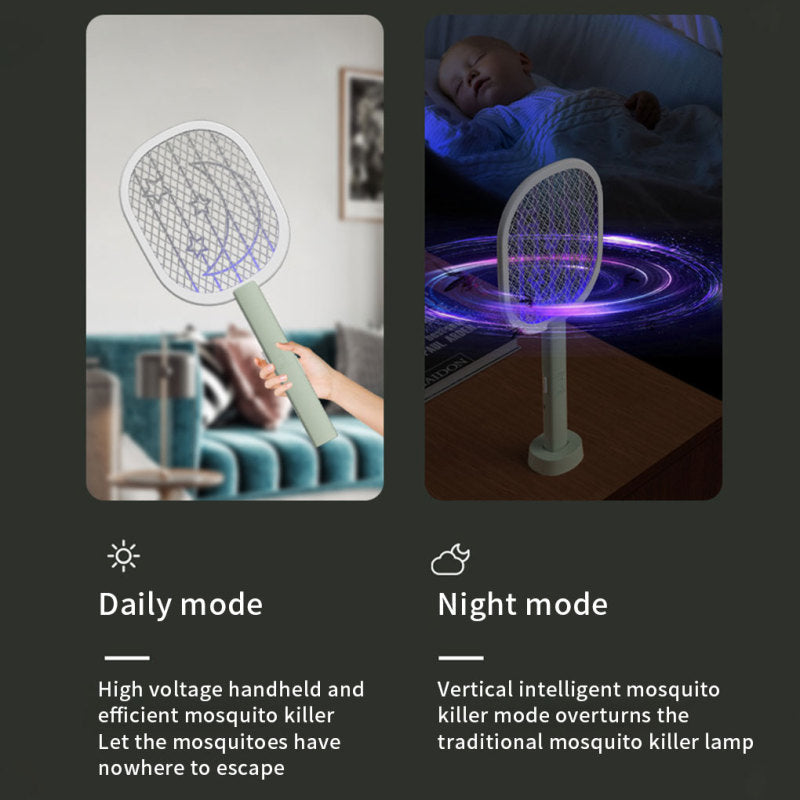 Rechargeable Electric Mosquito Killer Racket 2 In 1 LED Flash Light (Random Color)