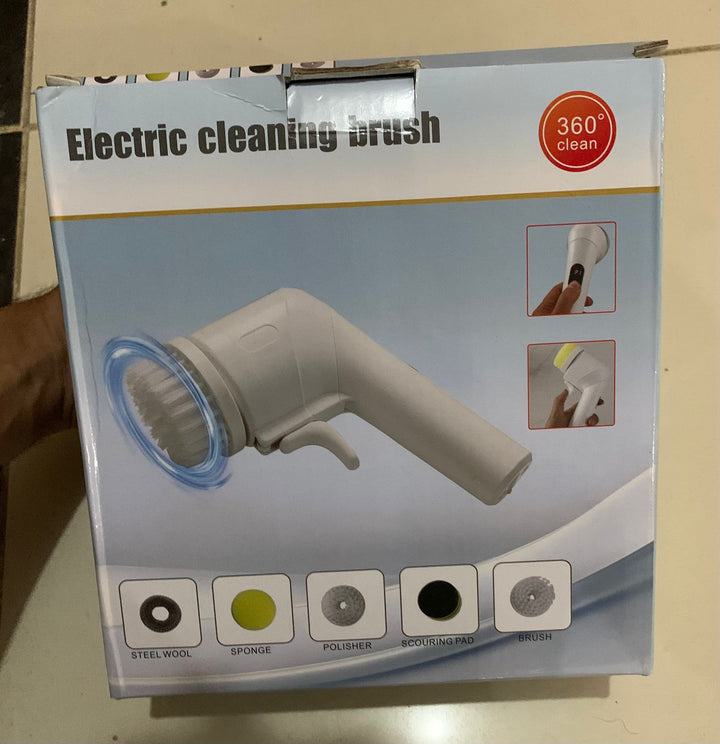 Electric Cleaning Brush With Multiple Attachments For Efficient Home Cleaning – 360° Rotating Scrubber With Sponge, Brush, And Steel Wool Heads